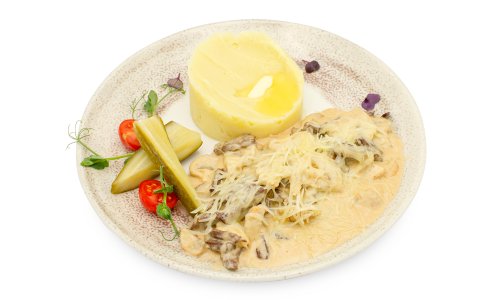 Бефстроганов с пюре
